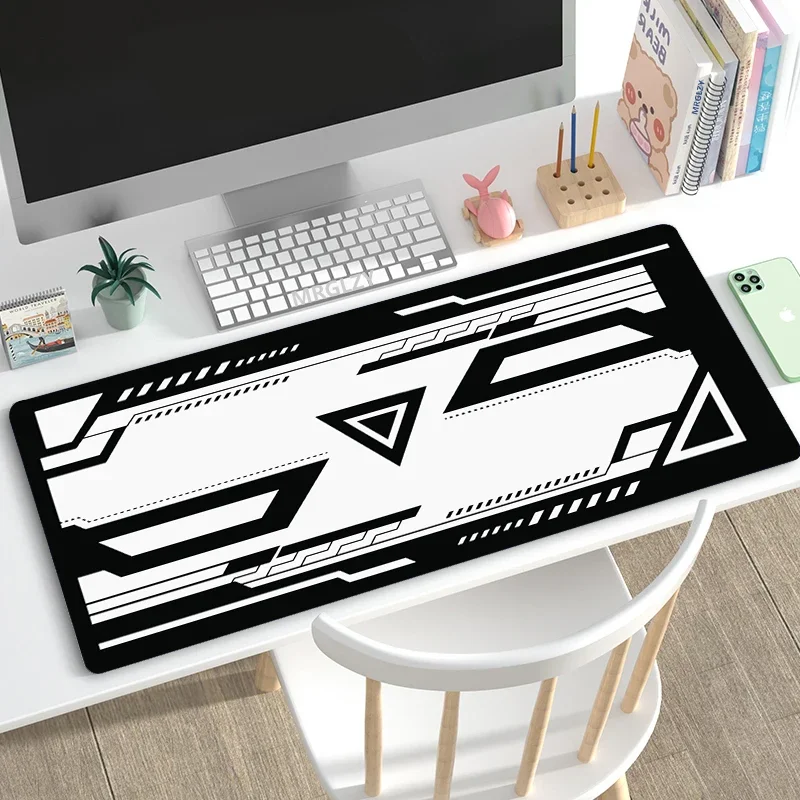 Czarna Podkładka Pod Mysz Duża Podkładka XXL Mata na Biurko Gamer Minimalistyczna Biała SECTOR V1 Akcesoria Gamingowe Podkładki na Biurko 1000X500 dla Genshin