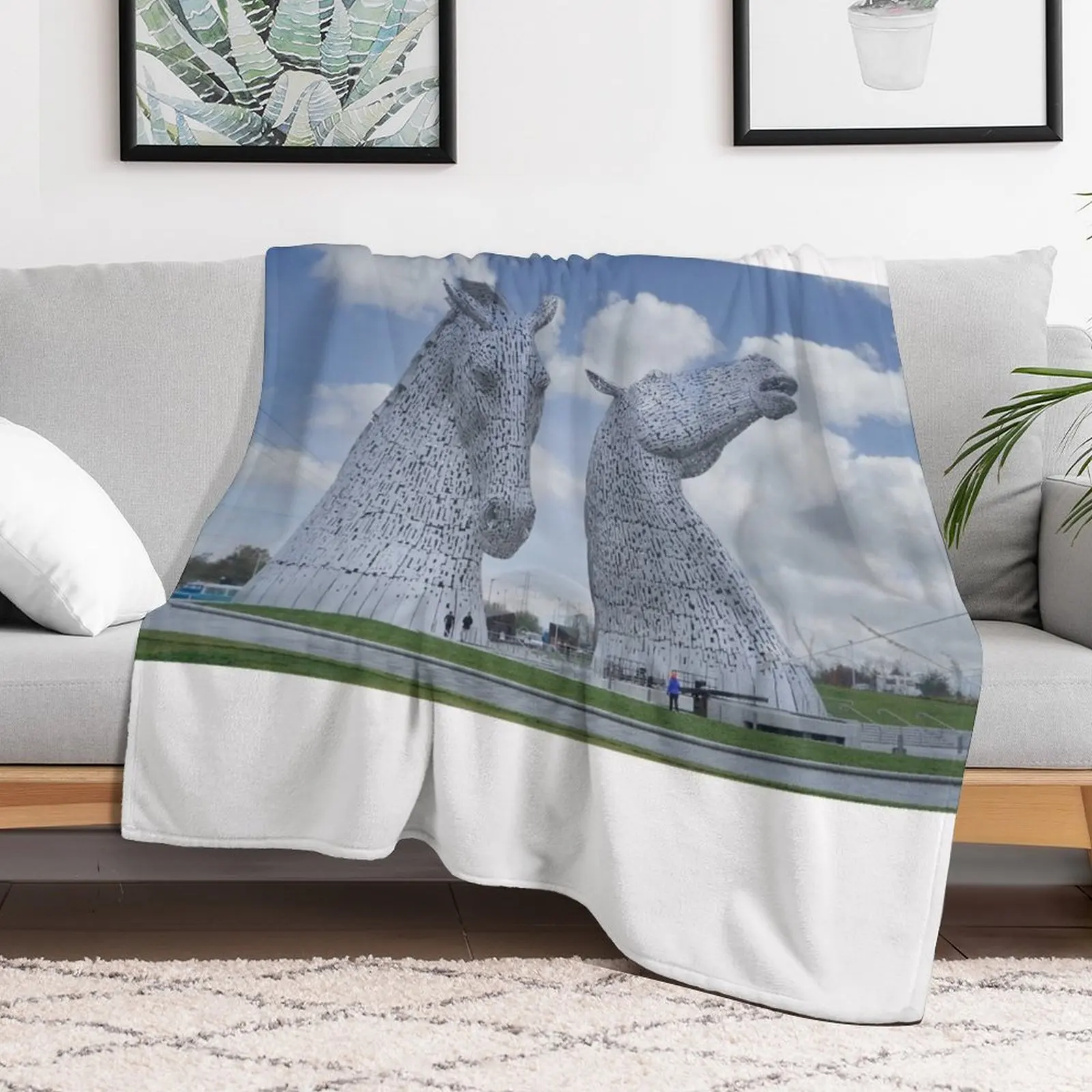 The Kelpies, Helix Park, Falkirk, Scotland, the Kelpies are the largest equine sculptures in world Throw Blanket Picnic Blankets