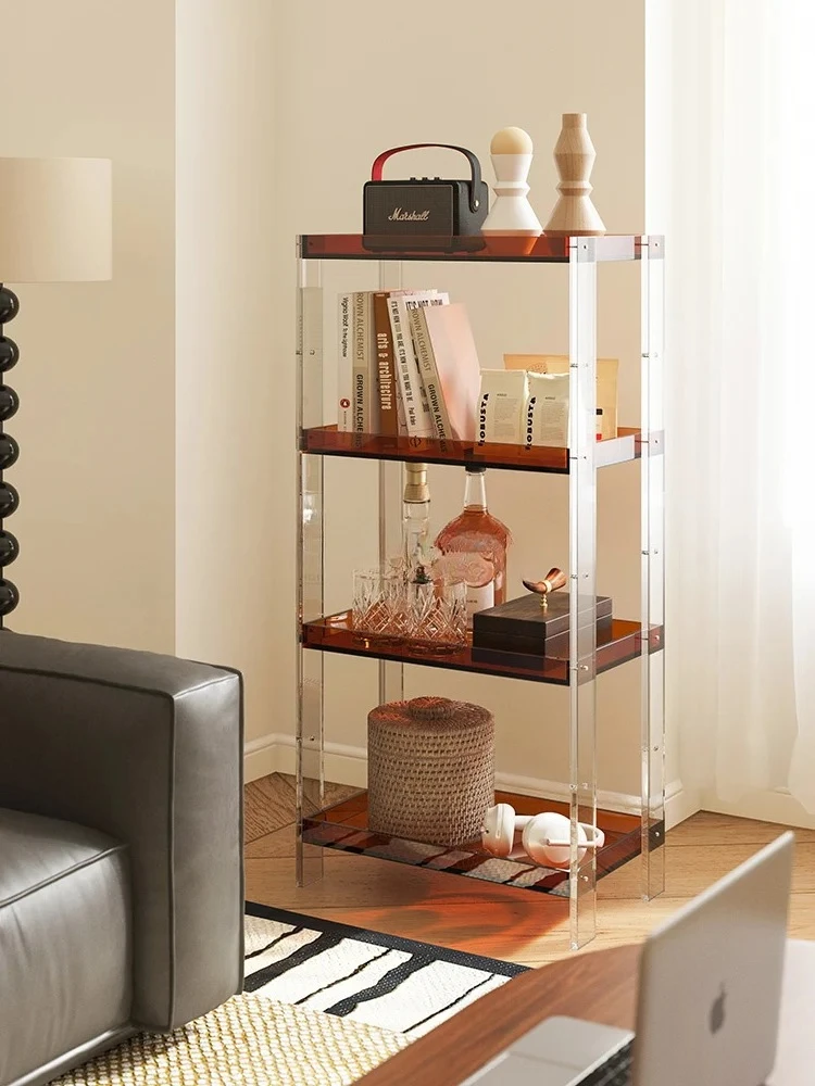 JJAcrylic Floor-to-ceiling Multi-layer Shelves, Living Room Home Against The Wall, Bedroom, Bathroom Storage Rack