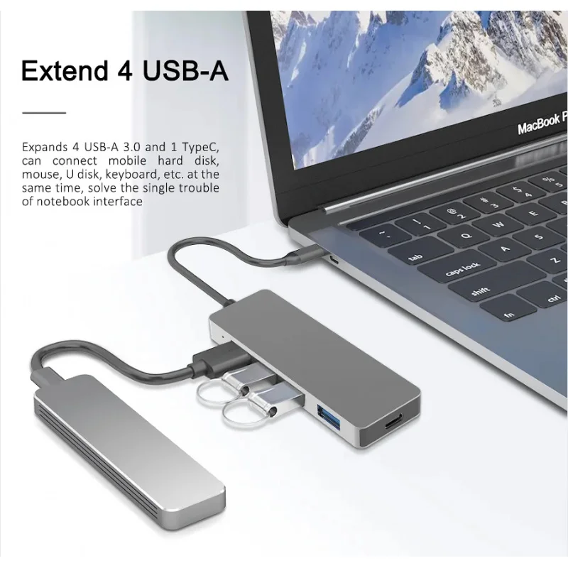 VitaTech5-in-1 USB-C Docking Station 4K HDMI USB 3.0 5V Charging Aluminum Hub Adapter for Laptop Phone in Stock