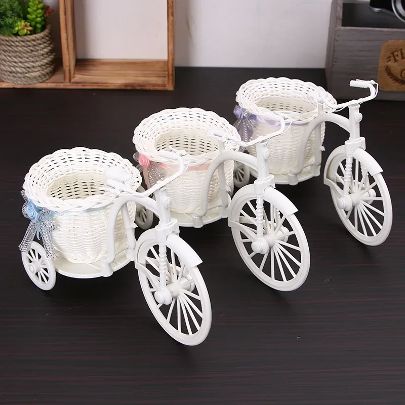 1Pc 세발 자전거 모양의 꽃 바구니 웨딩 파티 행사 장식 자전거 꽃 저장 용기 블루
