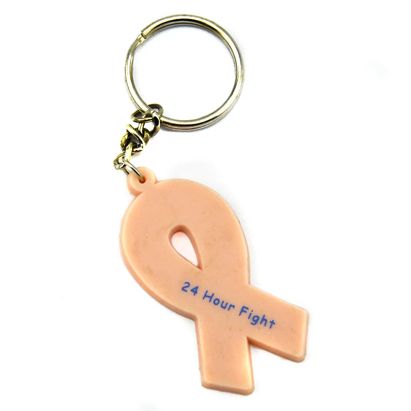 1 PC 24 Hour Fight Against Cancer Ribbon Silicone Keychain Fashion Jewelry Inspirational Gifts