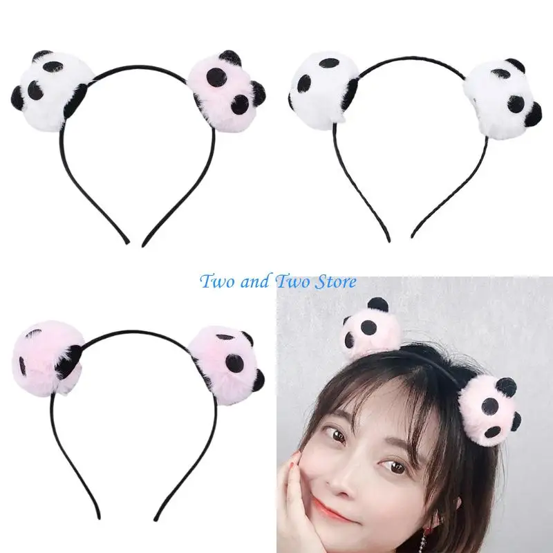 

HX6F Kids Hairbands Lovely Panda Hair Hoop for Halloween Birthday Photo Props Fun Headwear Role Play Accessories