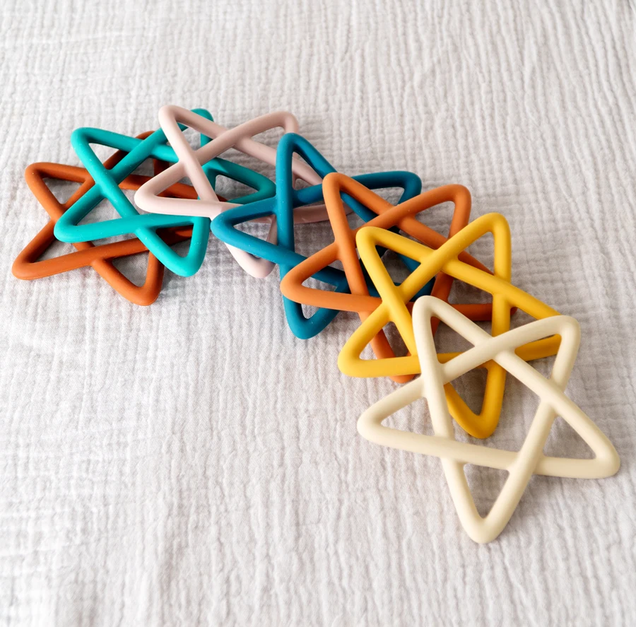 Custom Food Grade Pentagram Shape Baby Toys Kids Hand Teethers Silicone Sensory Teether Toys For Toddler Baby Accessories