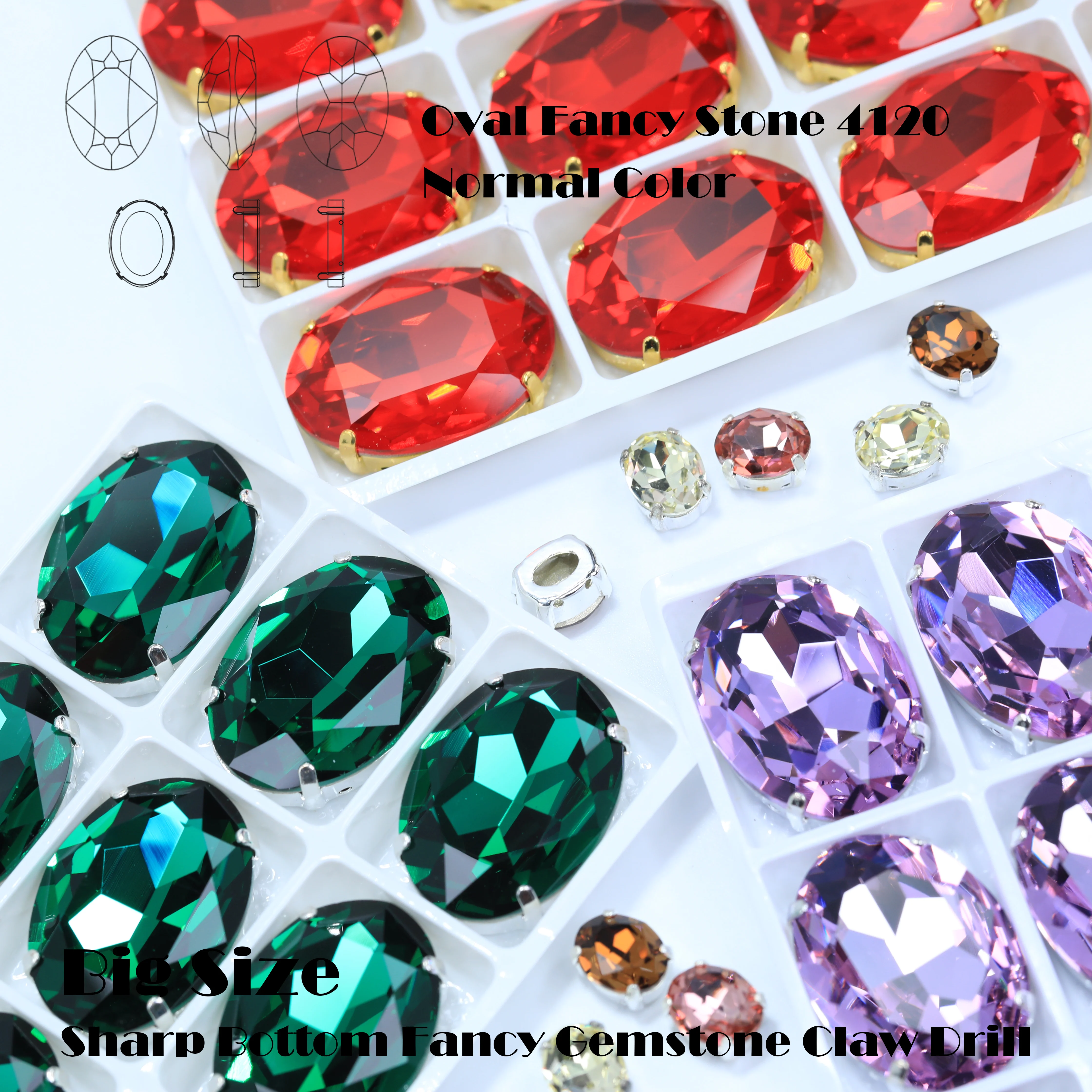 Große, hochwertige, funkelnde ovale Fancy Stones aus Glas, Kristall-Strasssteine 20mm 30mm für DIY-Schmuckherstellung, Hochzeitskleider, Taschen. – Detail 4