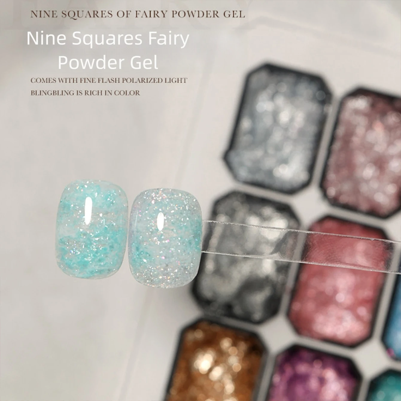 9 Colors Fairy Powder Patting Nail Gel, Creamy Mud Texture Aurora Shimmer , Multi-Color Iridescent Glitter UV Gel for Nail