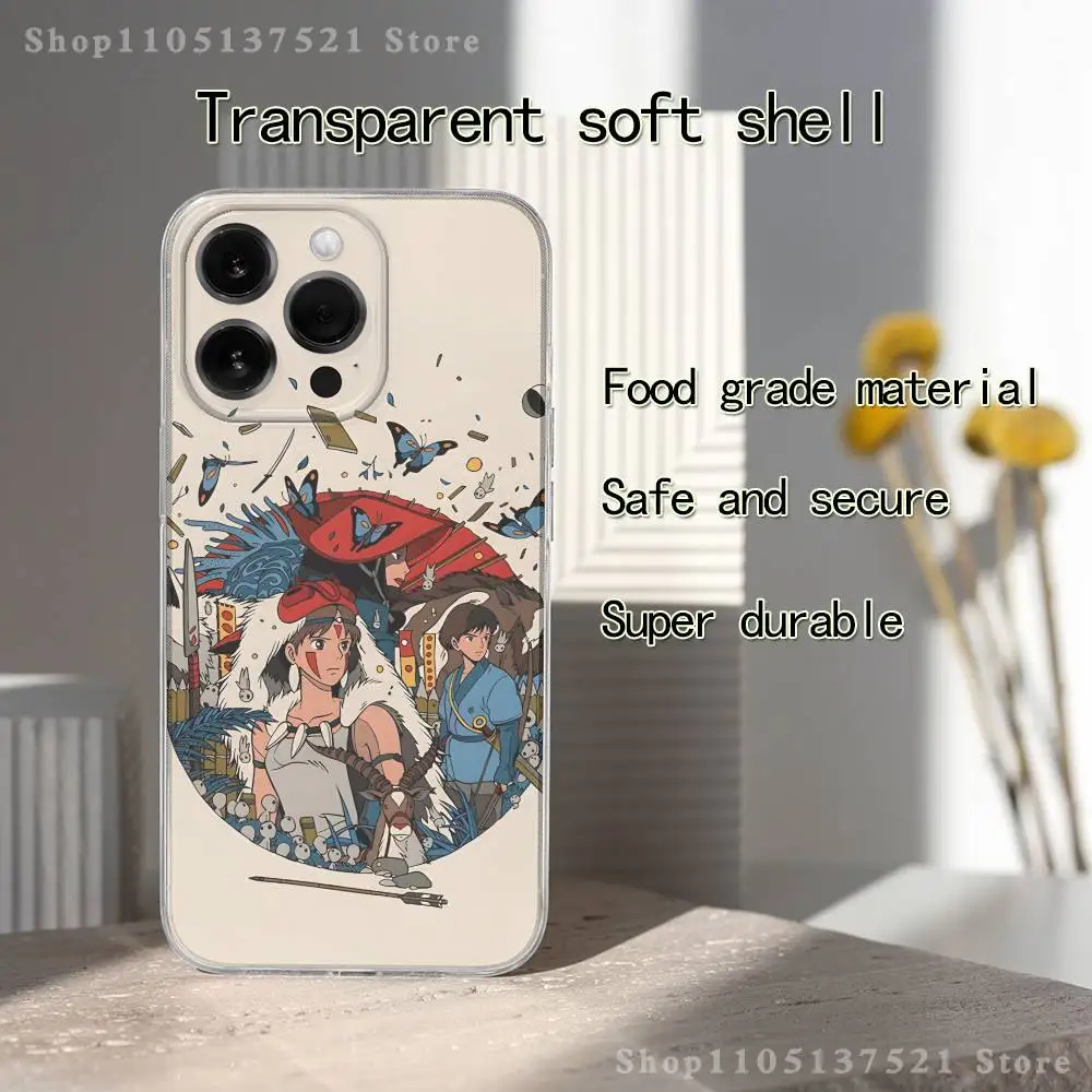 

Anime P-Princess M-MononokeS Phone Case For iPhone 17,16,15,14,13,12,11 Pro,Max,Plus,X,XS,XR,SE4,E Mini Transparent Soft Cover