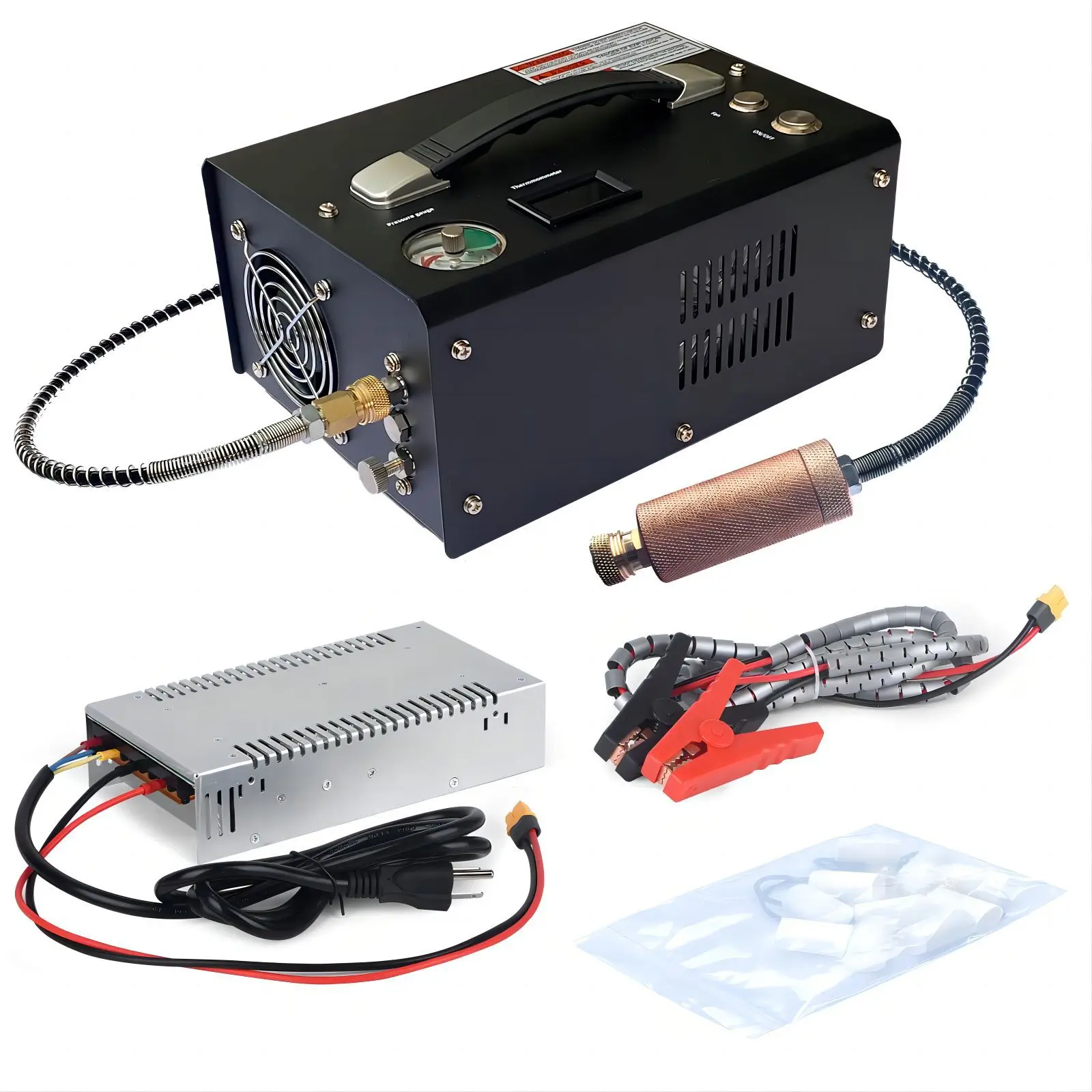 4500Psi 300Bar 12V Portable PCP Air Compressor High Pressure Compressor Automatic with Power Adapter 220V/110V Transformer