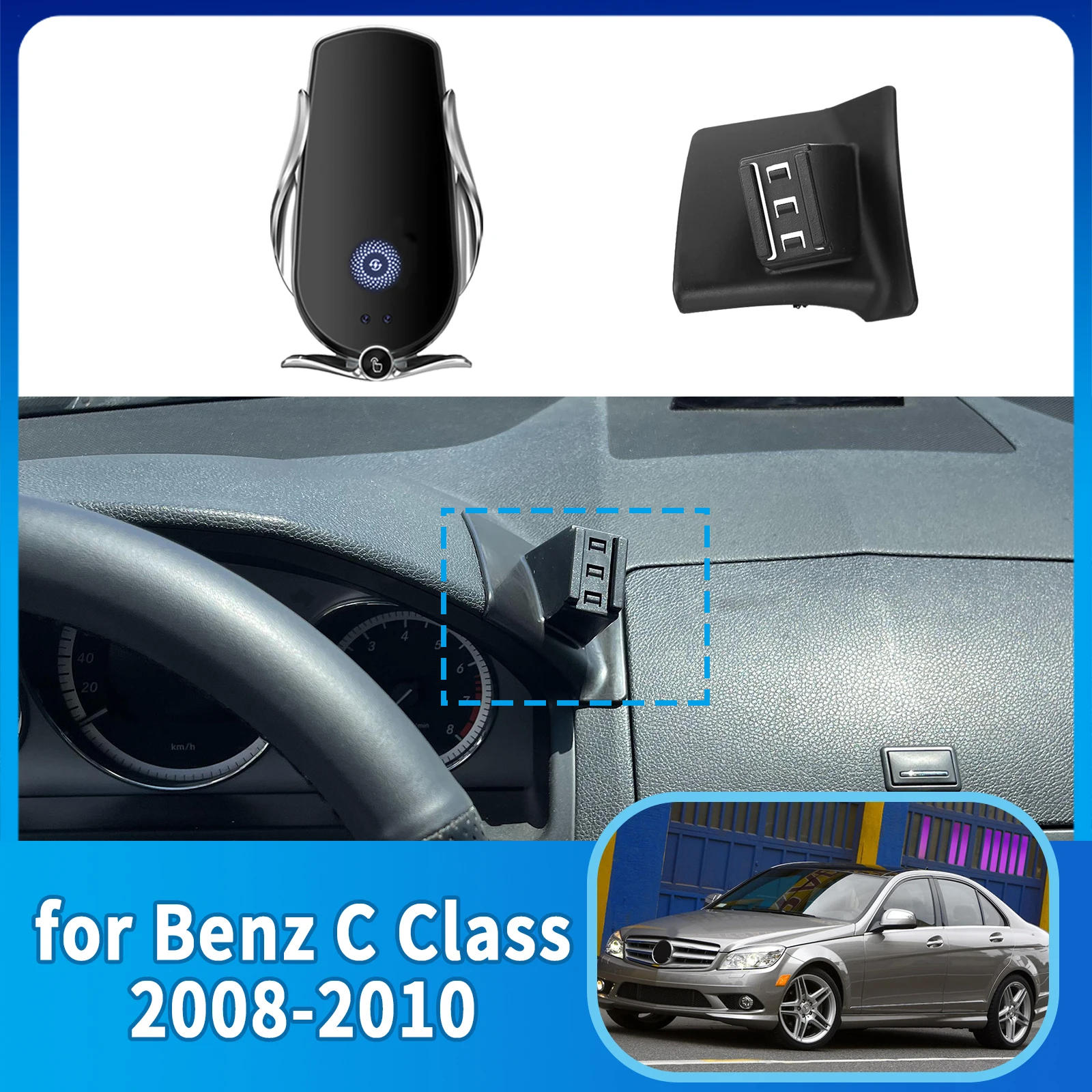 

GPS Bracket Car Mobile Phone Holder for Mercedes Benz C Class W204 2008 ~ 2010 C200 C260 C300 Navigation Stand Auto Accessories