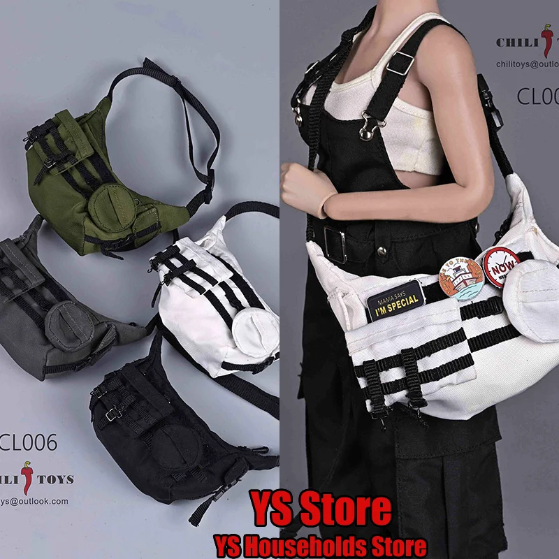 

CHILI TOYS CL006 1/6 Women Soldier Harajuku Canvas Shoulder Tote Bag Multi Pockets Functional Handbag For 12'' Figure Decoration