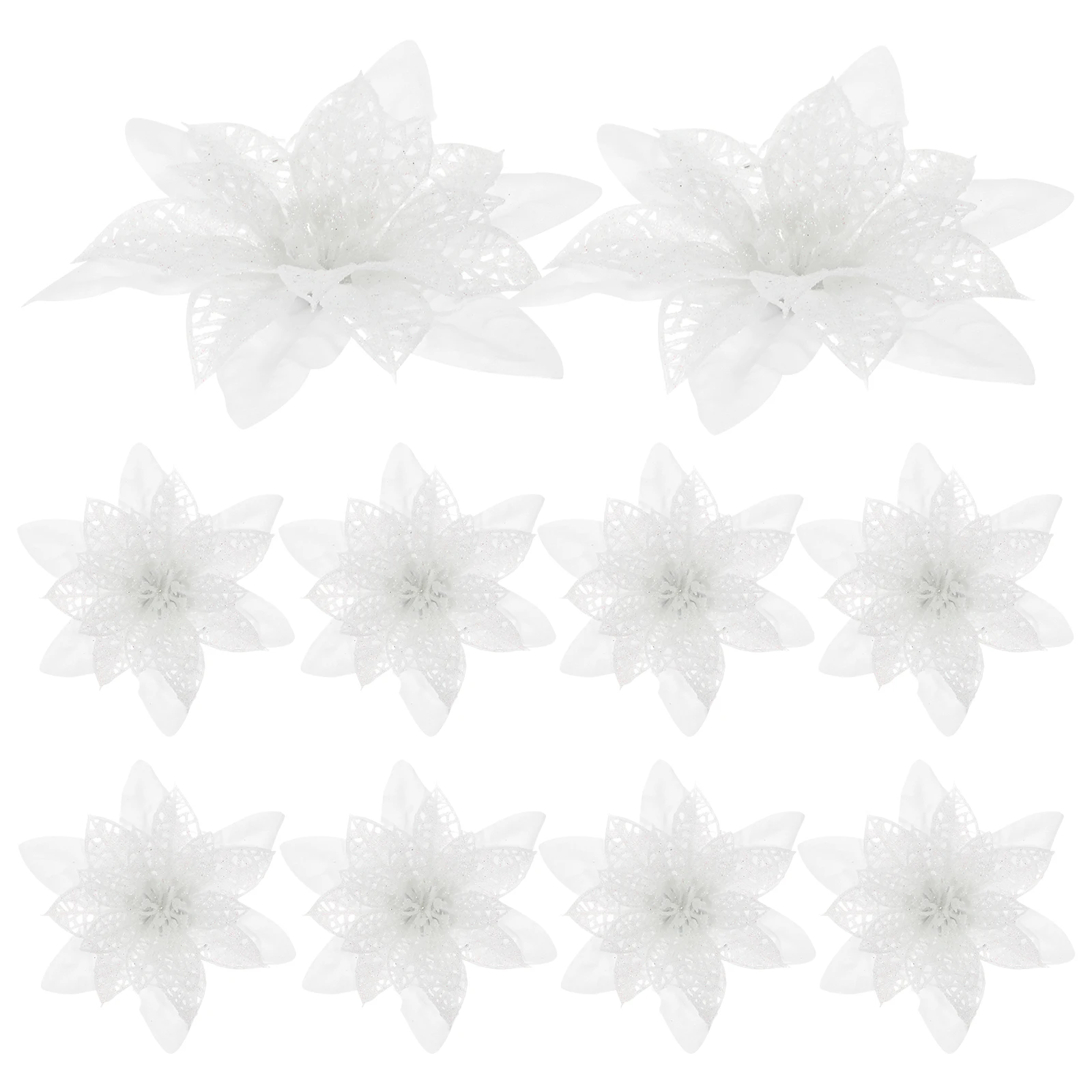 

12 Pcs Artificial Flowers Glitter Poinsettia Christmas Tree Decoration Home Party Supplies Seven Color White Xmas nament