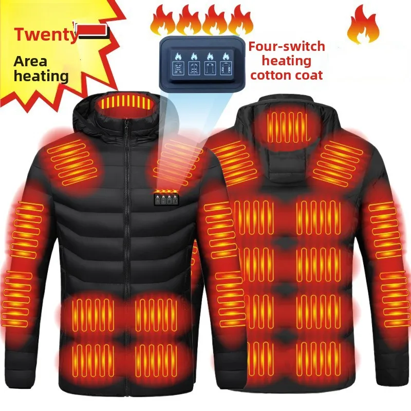 

Winter Heated Down Jacket with Hood for Men Women USB Charging Thermal Coat 21-Zone Warm Puffer Jacket Electric Heated Parka