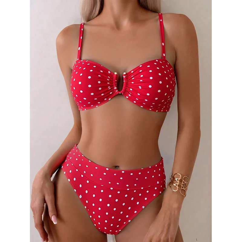 

New polka dot sexy bikini with straps, two-piece swimsuit for women, high-end beach swimwearbikini