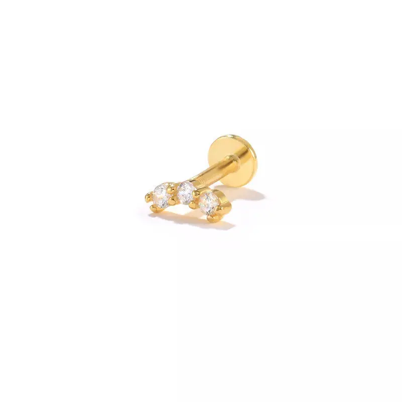 

S925 Pure Silver New Style Diamond-set Lightweight Luxury Single Stud Earrings, Stylish and Versatile, Curved Earrings.