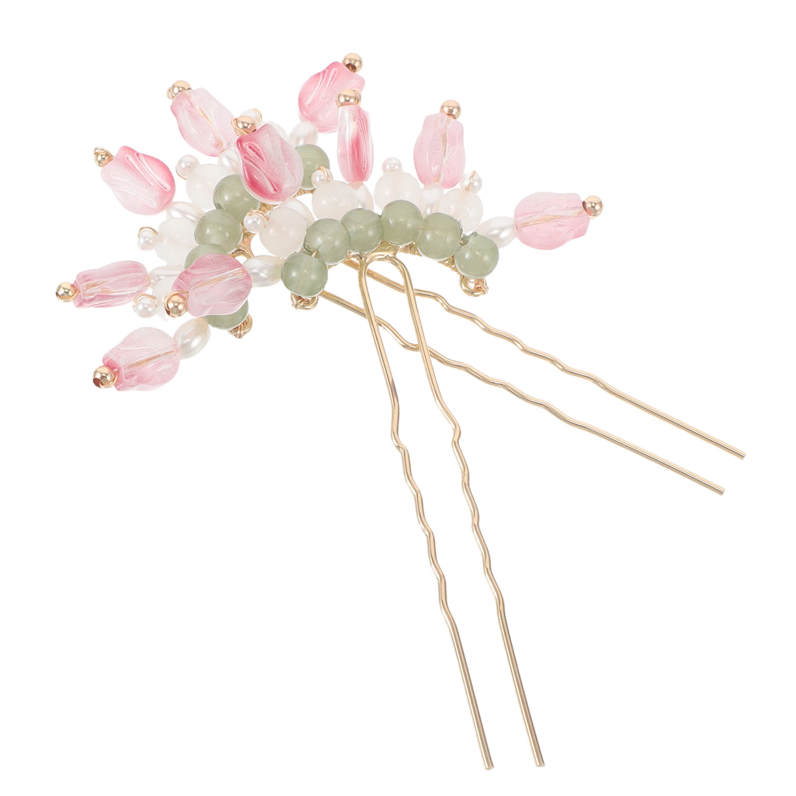 

2pcs Tulip Vintage Accessories Durable Zinc Alloy Glass Floral Bun Pins Women Metal Hairpin Hairstyle Decorations