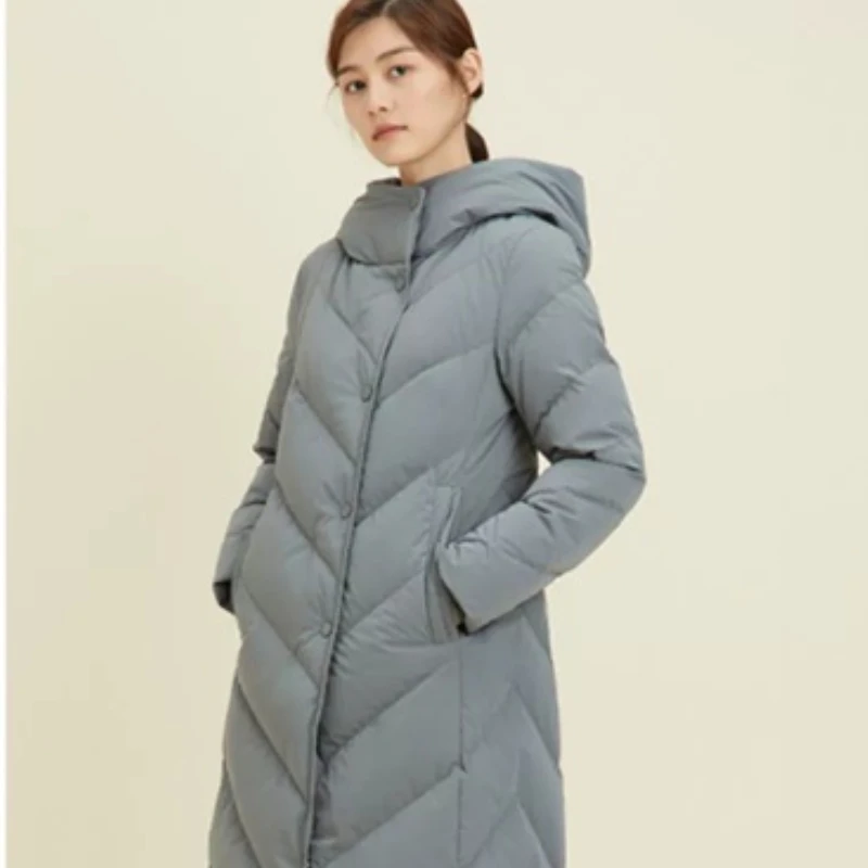 Chericom 冬用ミッドレングスダウンジャケット 90 ダックダウン 2025 フード付きシェブロンキルティングパターン厚手パッド入りパファーコート Y269091Y