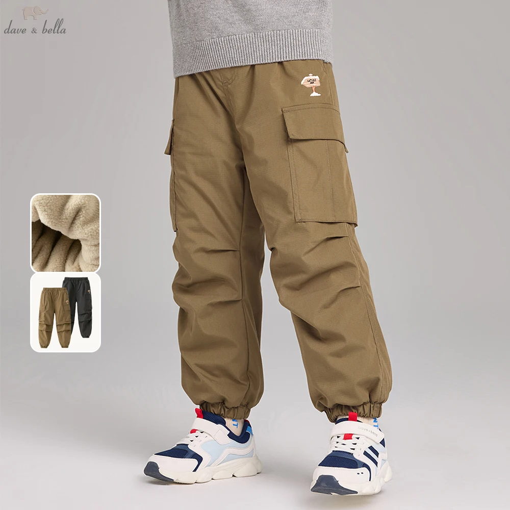 Dave Bella Children Autumn Winter Velvet Pants Boys Thicken Cargo Pant Elastic Waist Sports Jogger Warn Trousers DK4254161