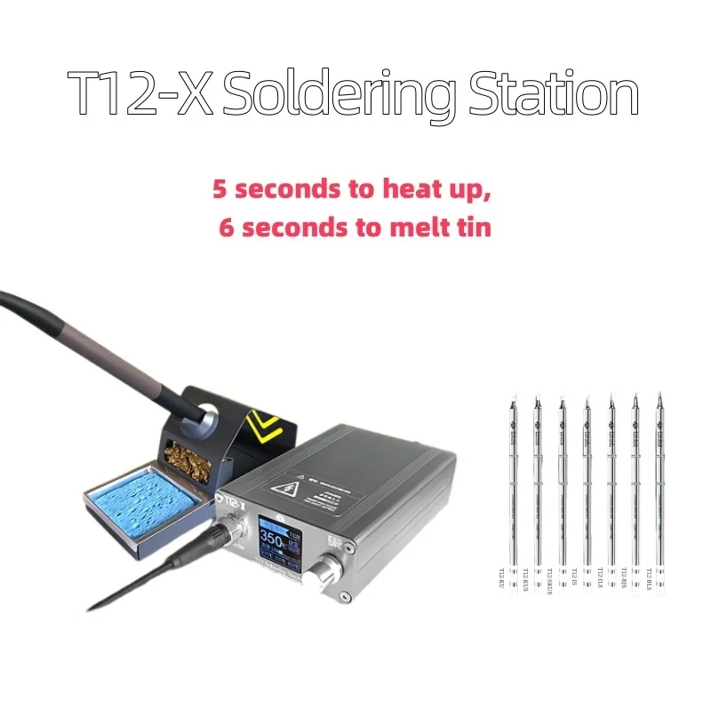 T12X LCD Smart Electric Soldering Iron Kit 72W Repair Tool Adjustable Temperature Soldering Welding Station 5S Heating Up