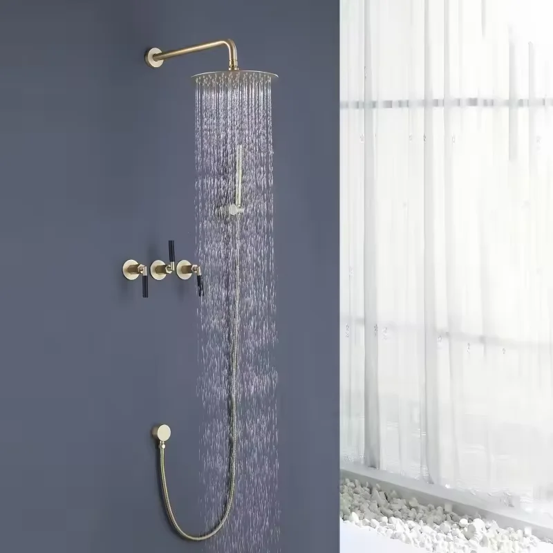 Wall Mounted Bathroom Brass Shower Sets Mixer Taps