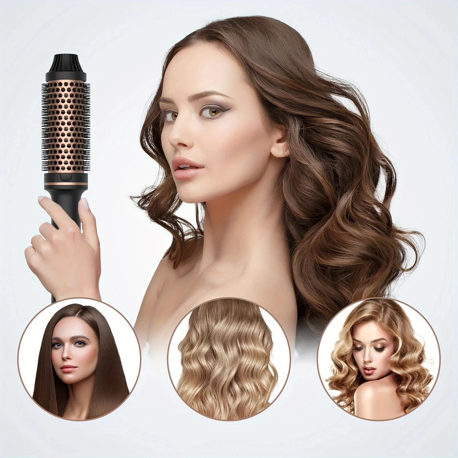 Thermal Brush Curling Iron 1.5 Inch Ceramic Tourmaline Ionic Hair Styler for Loose & Voluminous Curls, Hair straightening brush