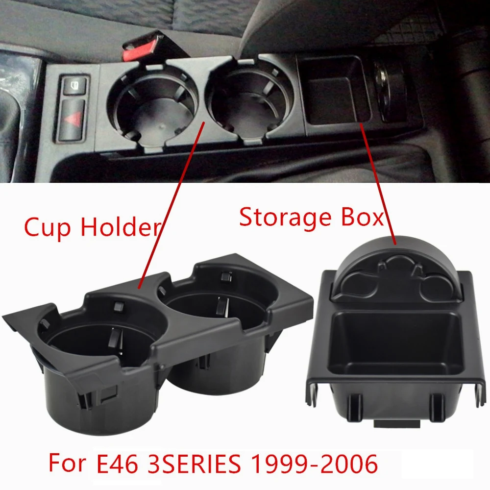 Double Hole Car Front Center Console Storage Box Coin Holder+Cup Holder for-BMW E46 323I 325I 328I 330I M3 51168217953 