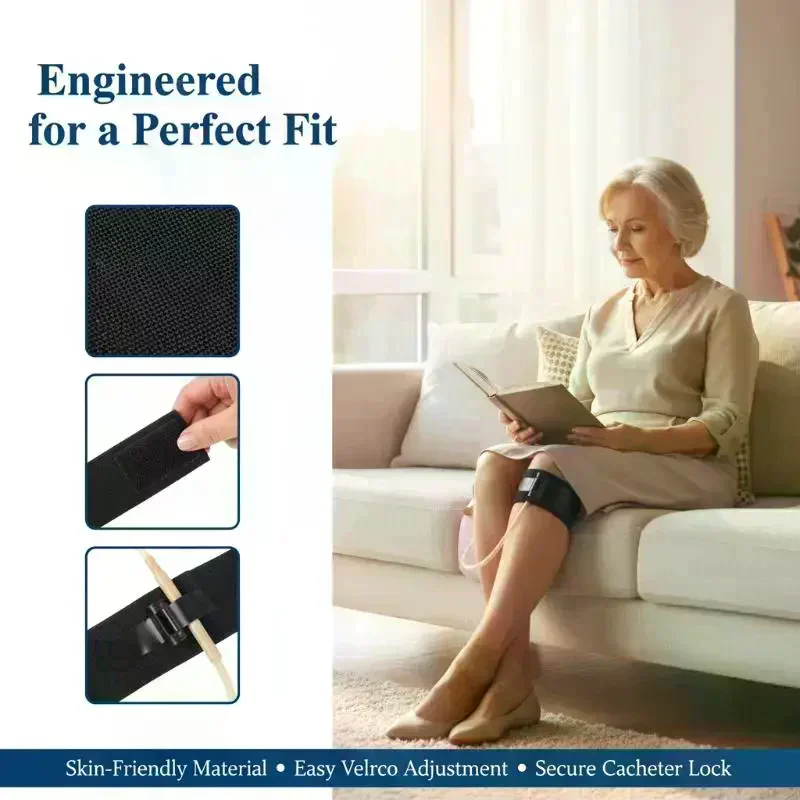 Urinary Drainage Tube Holder Catheter Leg Strap Adjustable Secure Hook for Elderly Hospital Patient Care