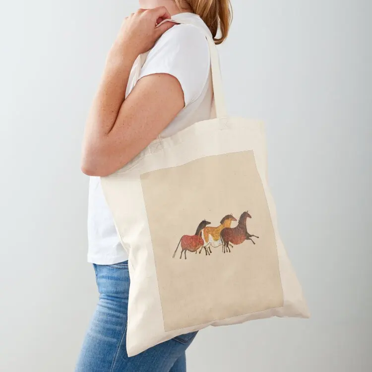 Cave Horses in Beige Tote Bag Canvas stote bag tote bag canvas eco folding