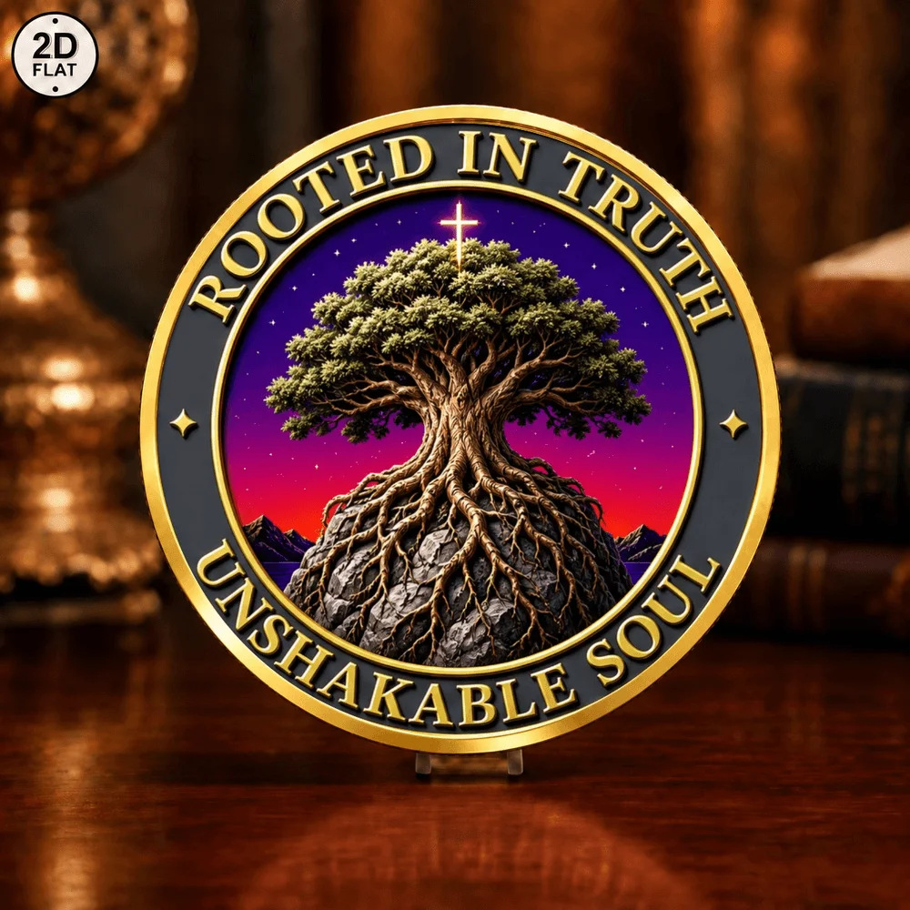 1pc Calm The Seas Peace Dove Faith Challenge Coin Rooted In Truth Unshakable Soul Tree Collectible Medal Spiritual Keepsake Gift