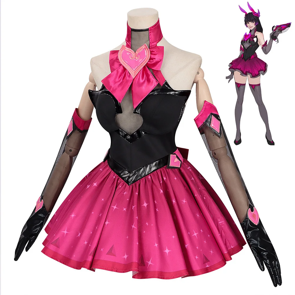 

Cosplay DVA Sombra Costume Dress Woman Clothes Bow tie Gloves Belt Halloween Party Outfit Christmas Performance Stage Uniform