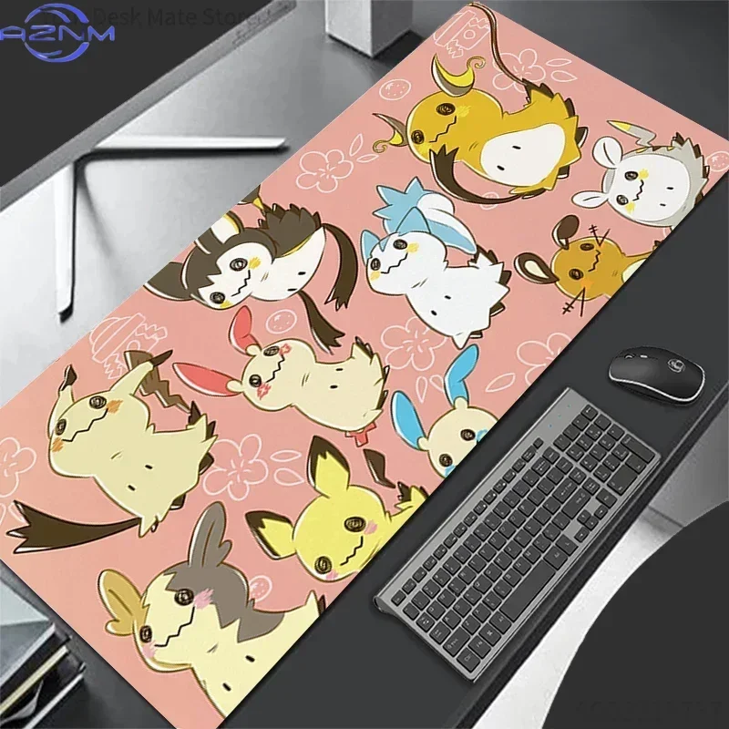 Large Extended Mousepad, Dark Fiery Anime Style Cartoon Creature Group Art Desk Mat, Rubber Non-Slip Base, Waterproof Gaming Key