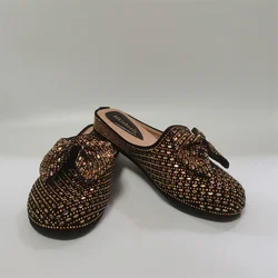 Full Rhinestone Concise Flat Muller Shoe for Women 2023 New Fashion Women Handmade Rhinestone Flat Shoes Confortable F1201-1