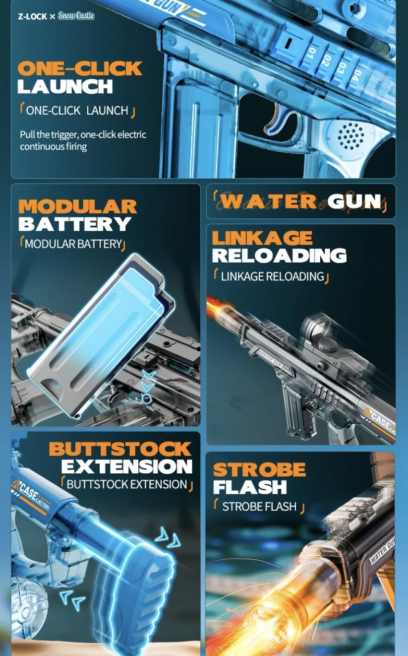 Electric Water Gun Fully Automatic With Flashing Cool Lights_voghion.com