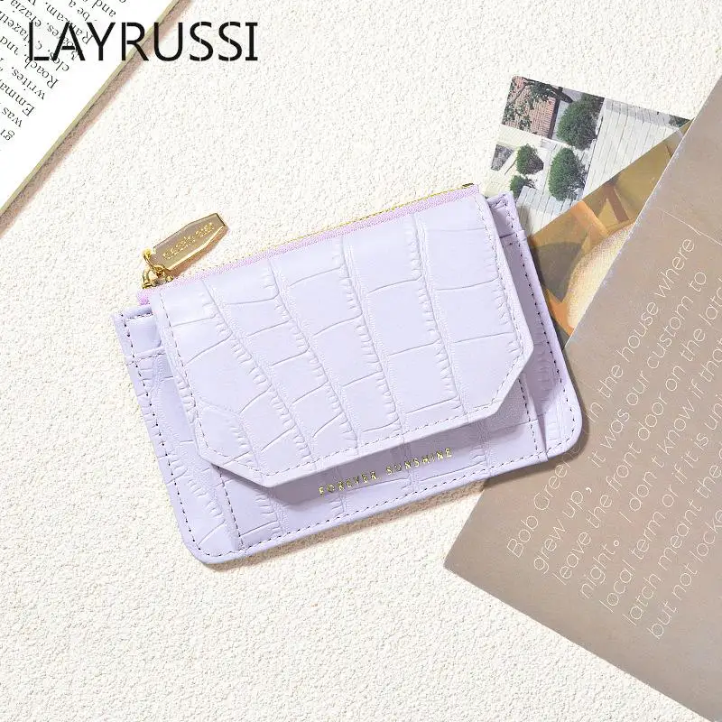 LAYRUSSI Minimalist Creative Multi Card Wallet Wholesale Zipper PU Leather Wallet Female PU Multi Functional Mini Card Purses