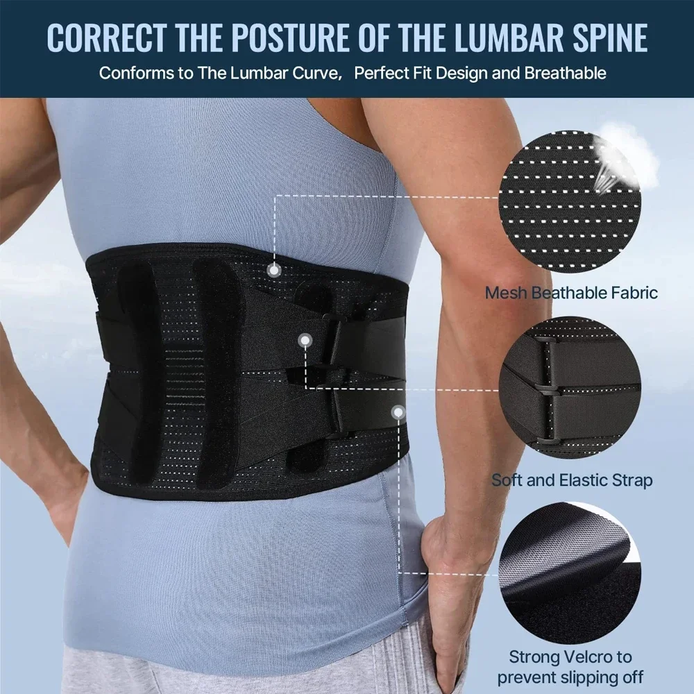 Back Brace for Men Women - Breathable Waist Lumbar Lower Back Support Belt for Herniated Disc,Sciatica Gym Back Pain Relief