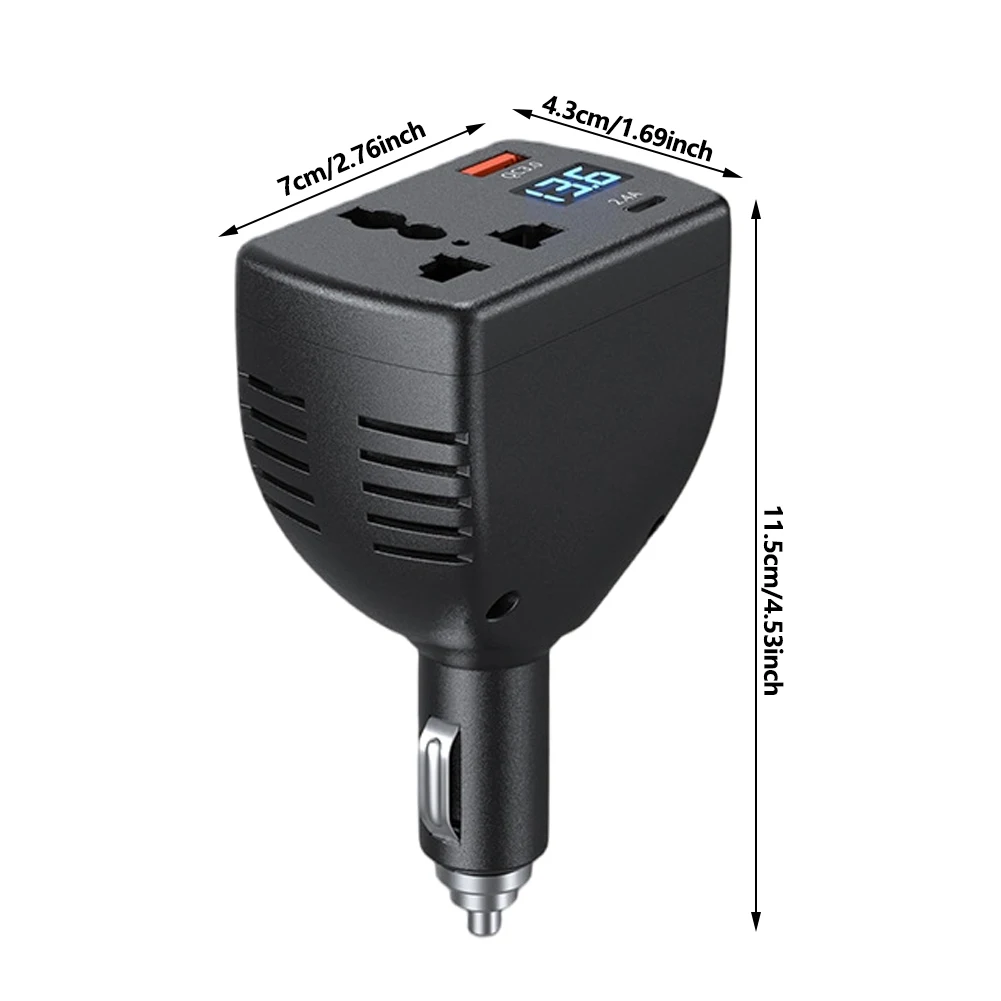 150 واط محول طاقة السيارة المحمولة تيار مستمر 12 فولت/24 فولت إلى التيار المتناوب 220 فولت ولاعة السجائر محول مع QC3.0 USB شاحن سريع محول طاقة #6