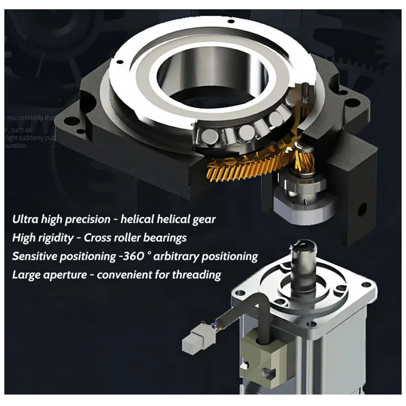 منصة دوارة مجوفة عالية الدقة لتحديد المواقع الدوارة لمحرك متدرج Nema23 استبدال محرك المحرك ومؤشر الكاميرا ﻿