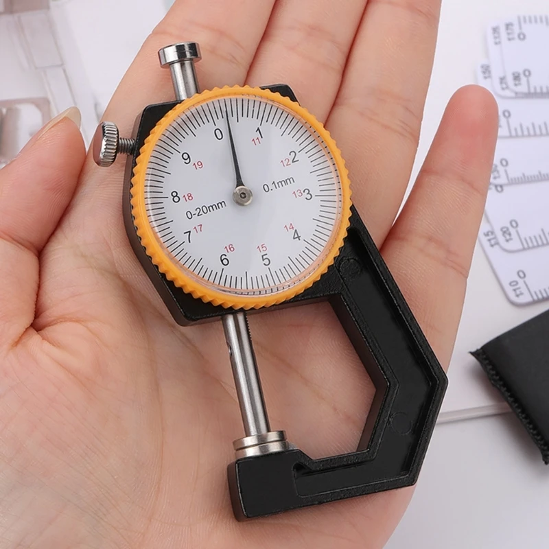 Thickness Gauge 0-20mm Ranges Dials for Jewelers Technicians Leather and Cloth Measurement with 0.1mm Accuracy