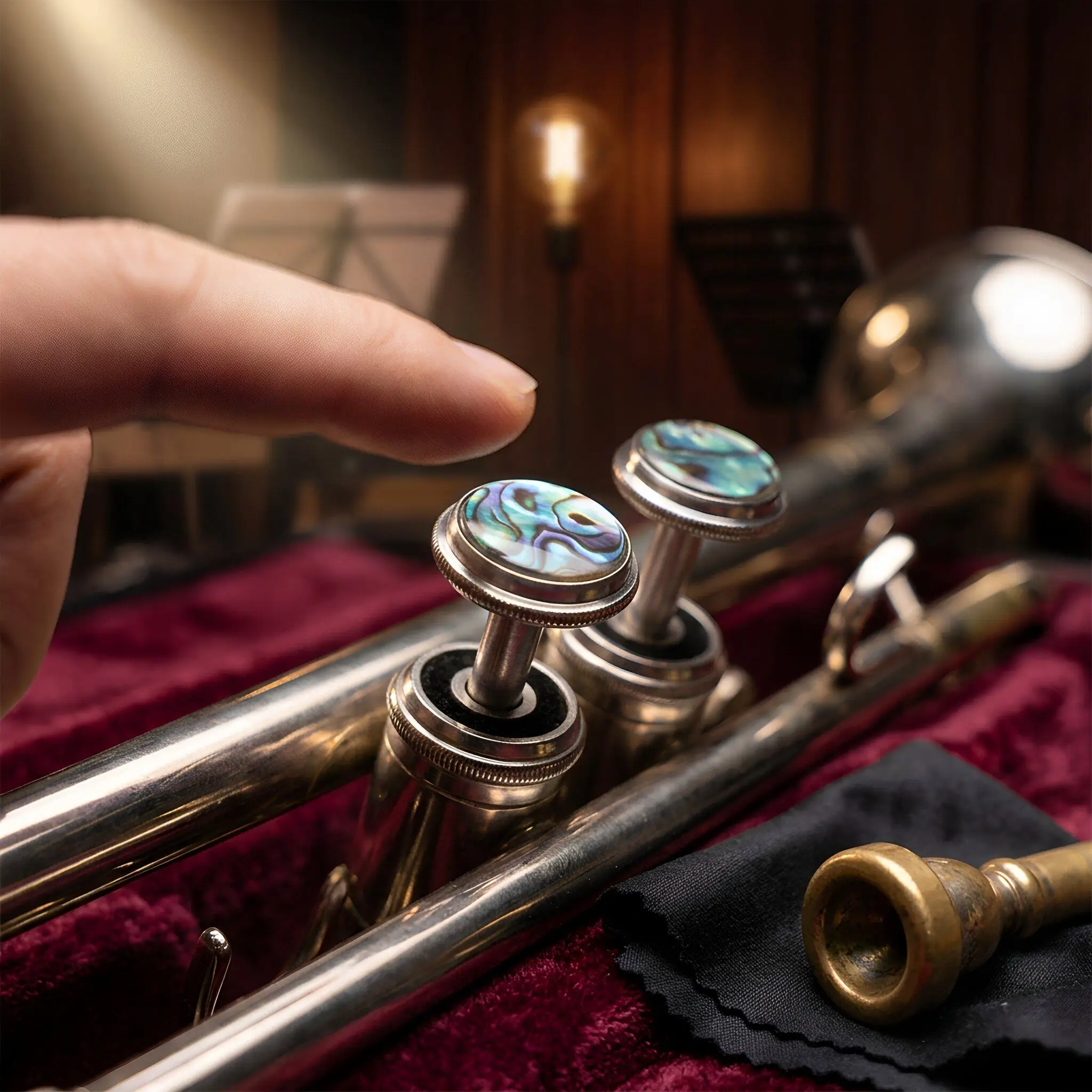 3Pcs Trumpet Valve Buttons Silver Abalone Shell Replacement Finger Buttons Decorative Valve Cap Inserts Musical Instrument