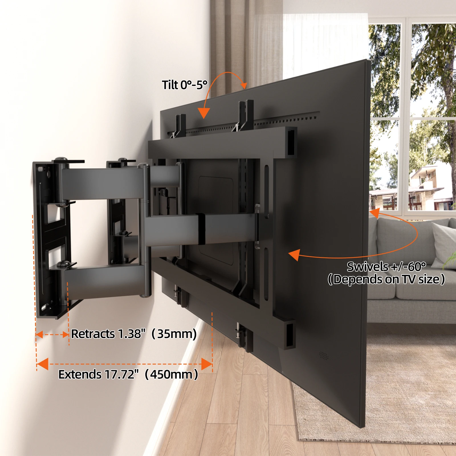 Ultra-Thin TV Wall Mount Bracket 50-100 Inches, 120KG Heavy Duty, Corner Split Wall Plate, for Large Flat Screen TVs DY822