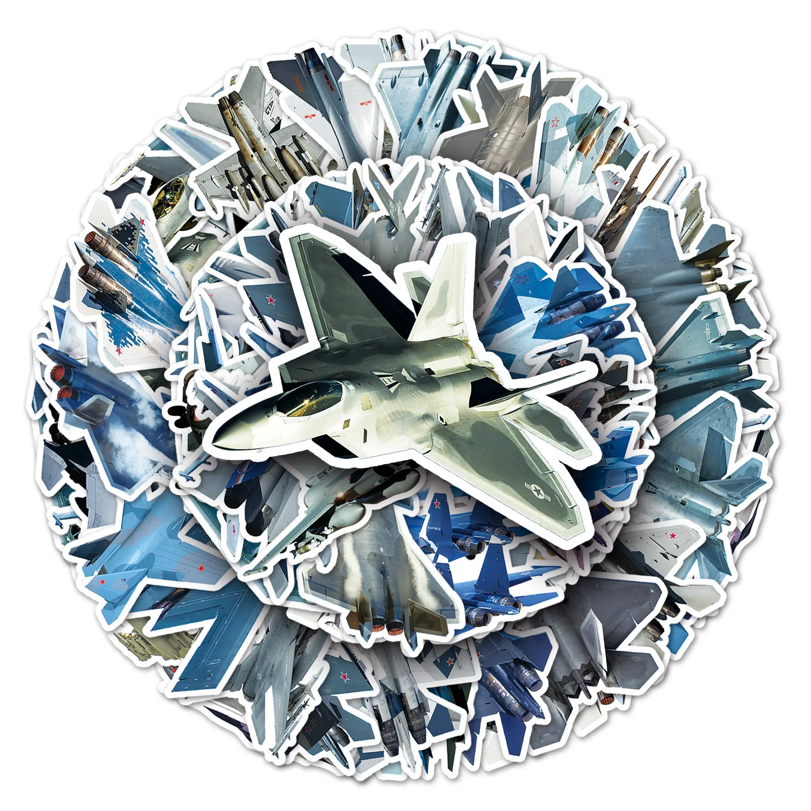 50 Pcs Worldrenowned Military Fighter Aircraft Waterproof Sticker Creative Graffiti Notebook Skateboard Laptop Decoration