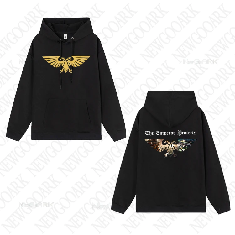 Męska bluza z kapturem Warhammer 40 000 Aquila gold Odzież męska dla Hip Hop Vintage Bluzy Casual Streetwear z kapturem