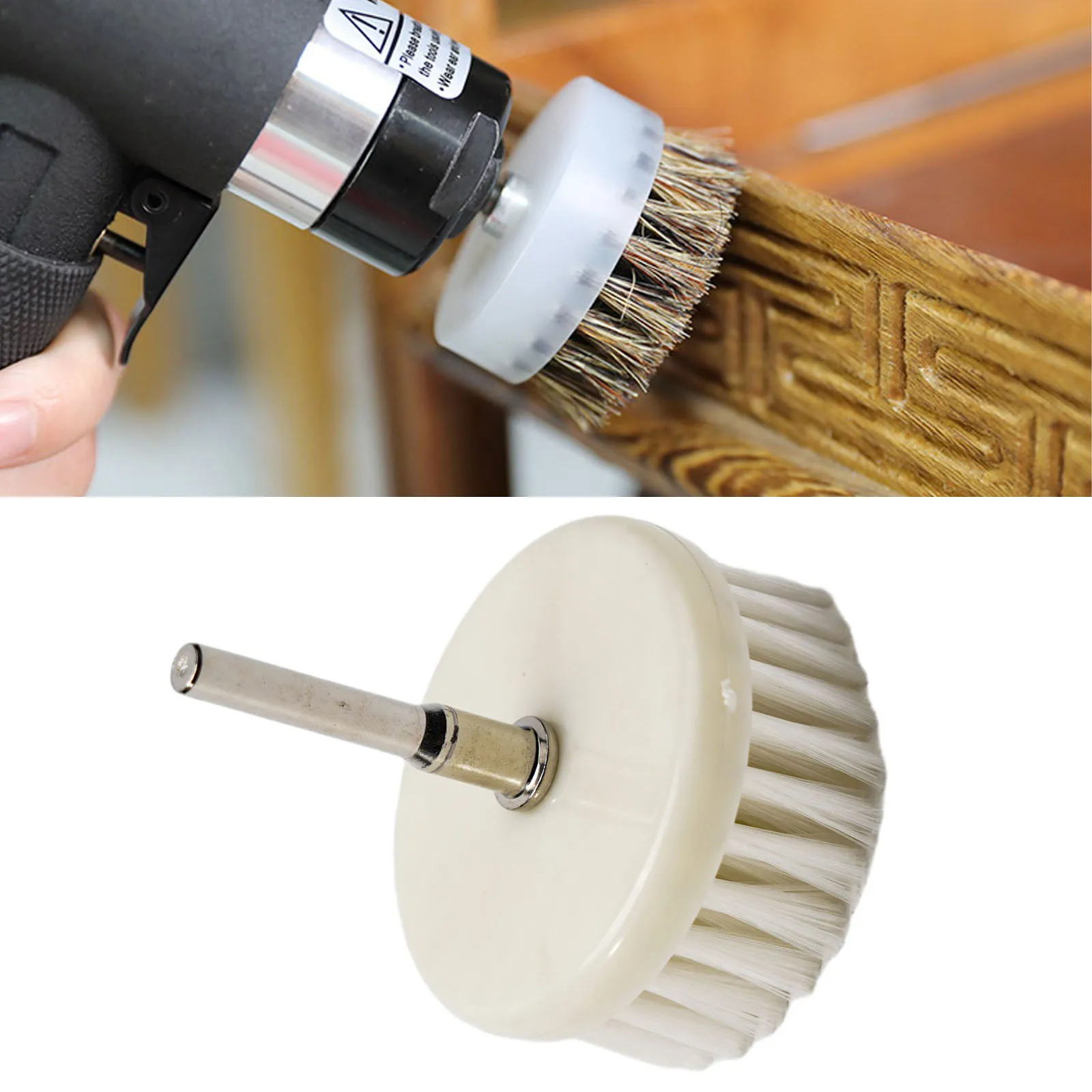 1pc 60 Mm White Soft Drill Powered Brush Head For Cleaning Car Carpet Bath Surfac Cleaning Fabric Sofa Carpet Leather Interior