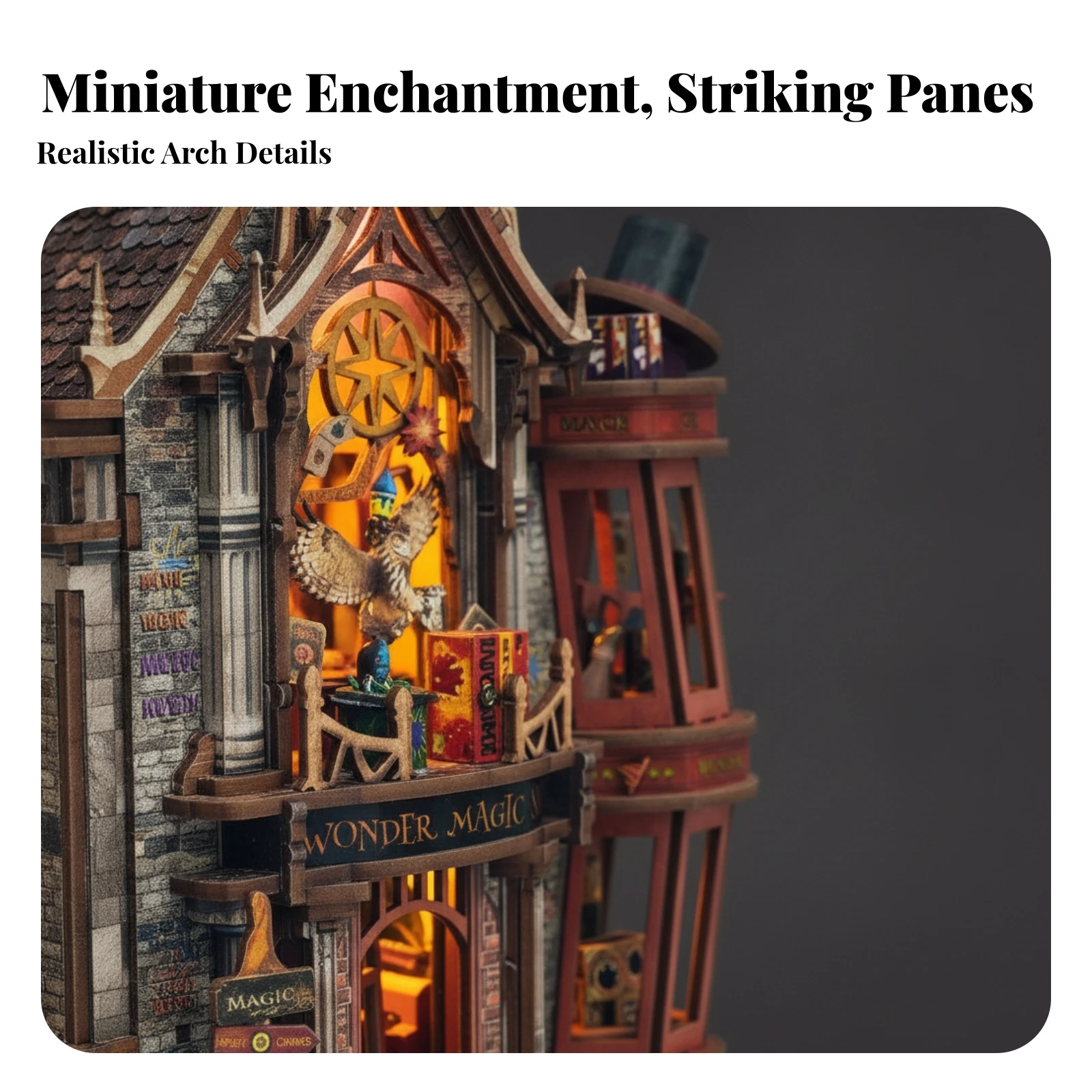 Wooden House Model with Lights Touch-Sensitive DIY Wooden House Kit Miniature Storefront Model LED-LED Ornament Decorative