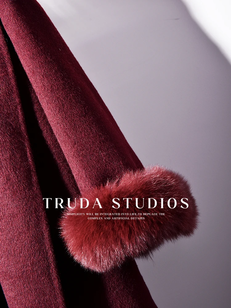 

Hebe Sle двустороннее шерстяное пальто женское длинное пальто из кроличьего меха Све с поясом на талии Thiened зимняя верхняя одежда