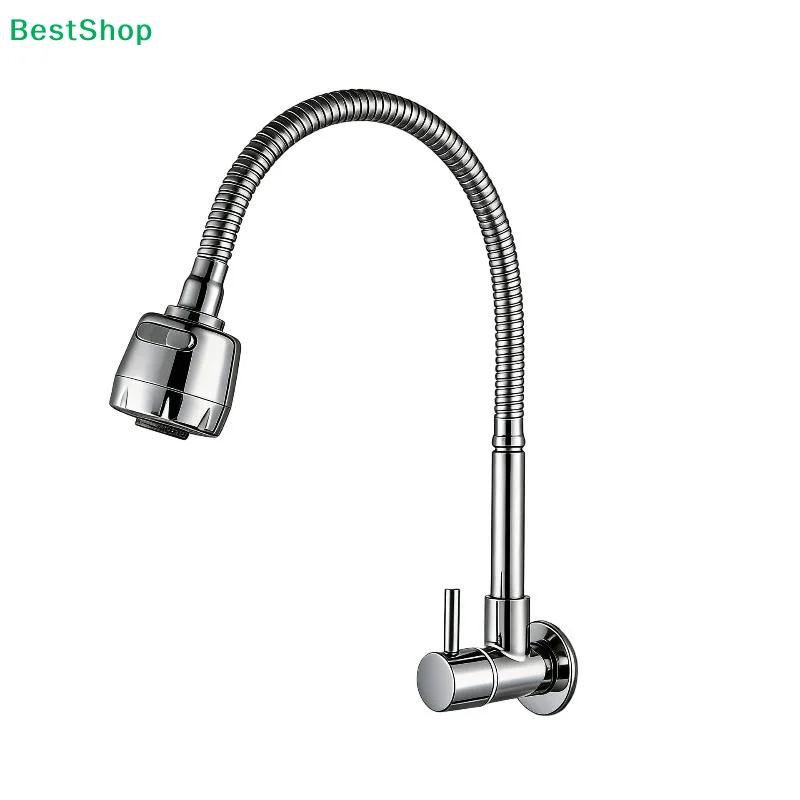 

⚑ Настенный гибкий кухонный смеситель с поворотом на 360° ° Поворотный смеситель для раковины с двумя режимами для прачечной/технического помещения