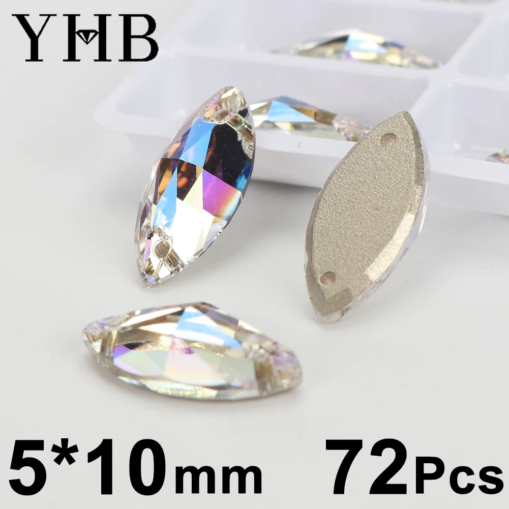 YHB 001MO Moon Light Galactic Lemon Drop Glass  Sewing Stones Flatback Sew on Rhinestones For Garment Clothes Bags