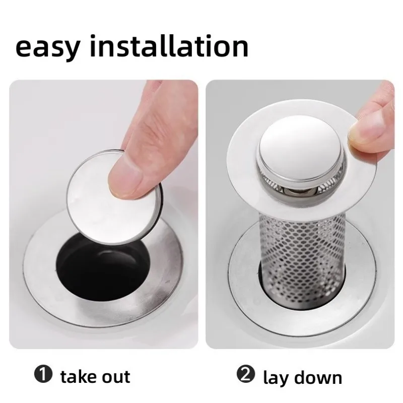 Stainless Steel Floor Drain Filter Washbasin Plug Anti Odor Pop-Up Bounce Core Basin Stopper Hair Catcher Shower Sink Strainer