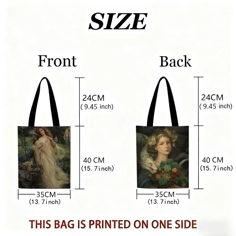 Storage Bags Lightweight Eco Friendly Fashionable Multi Purpose Large Capacity Canvas Shoulder Tote Vintage Painting