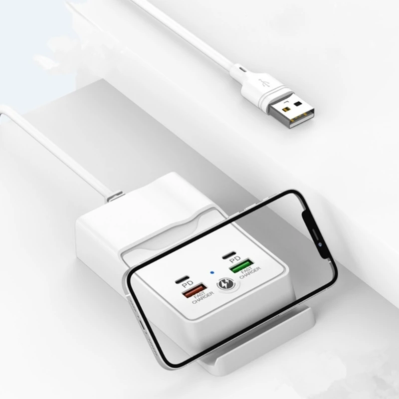 Versatile USB Hub Splitter Simultaneous Charging for Multiple Devices White