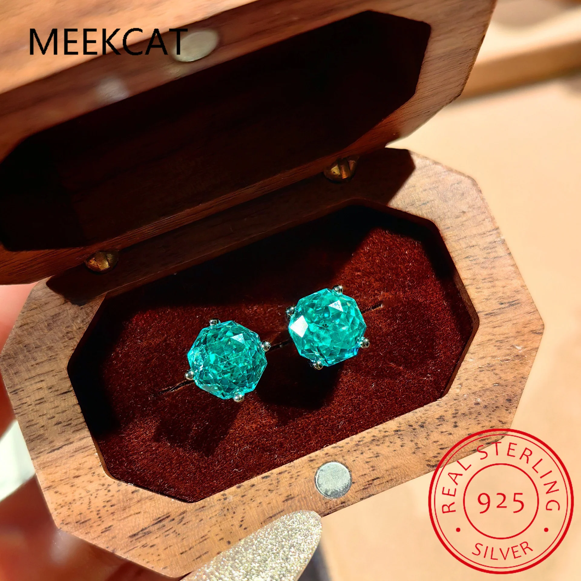 2ct Octagon Rose Cut Morganite Natural Blue Sapphire 925 Sterling Silver Stud Earring for Women Statement Gemstone Fine Jewelry view 5
